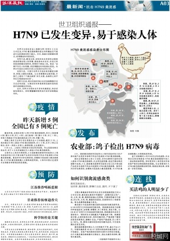 世卫组织:已发现h7n9病毒出现变异易感染人体